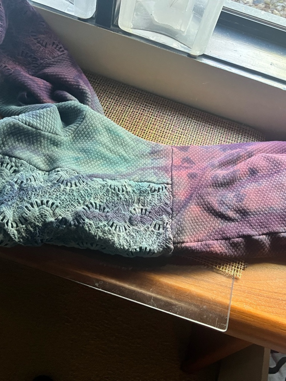 Boho Draped Cascade Jacket in Teal and Plum - Women's Coat - Picture 5 of 5